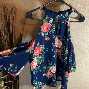 Blue floral blouse rags to wishes